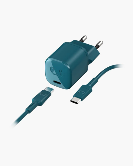 Picture of USB-C Mini Charger 18W + USB-C Cable 1,5m - Petrol Blue - 2WC520PB