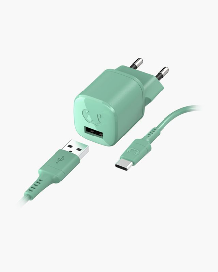 Picture of USB Mini Charger 12W + USB-C Cable 1,5m - Petrol Blue - 2WC420PB
