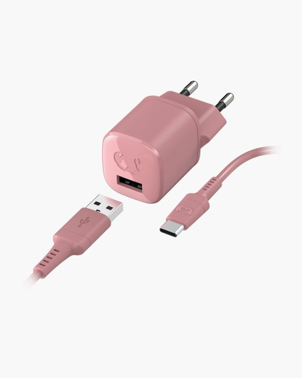 Picture of USB Mini Charger 12W + USB-C Cable 1,5m - Dusty Pink - 2WC420DP