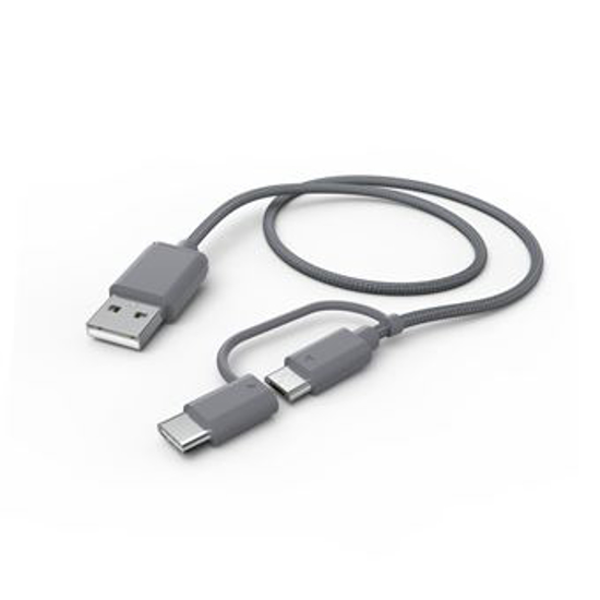 Picture of 2-in-1 USB Cable, USB-A - Micro-USB, with Adapter to USB-C, - 00187224