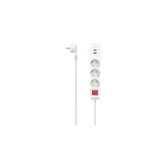 Picture of Power Strip, 3-Way, USB-C/A 18 W, PD/QC, Switch, Flat Plug, - 00223185