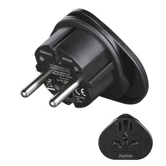Picture of Travel Adapter Type E and F, 3-Pin, Universal, World to Euro - 00223454