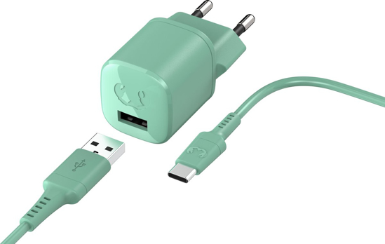 Picture of USB Mini Charger 12W + USB-C Cable 1,5m - Misty Mint - 2WC420MM